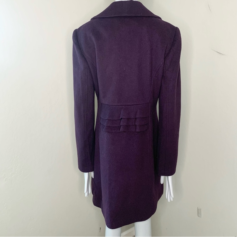 TIBI Wool Eggplant Plum Coat With Ruffle Detail and Toggle Closure Size 6 - Picture 10 of 16
